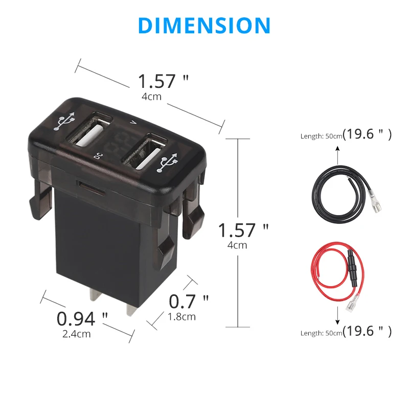Alternative view of 5V 2.1A Dual USB Adapter Socket 2 Port Car Charger Fast Charging for Phone GPS 12-24V LED Voltmeter For TOYOTA