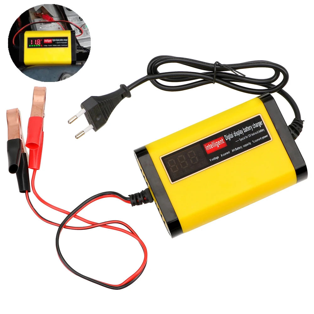 Alternative view of Portable 12V Car Charger LCD Display Fast Charge Adapter EU Plug DC13.8V 2A For Dry Wet AGM GEL Lead Acid Battery Charge