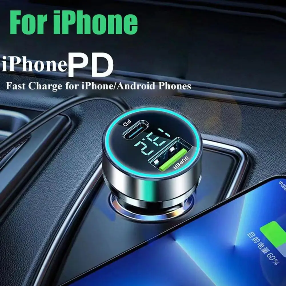 Alternative view of 120W+PD20W Car Charger Super Fast Charge Adapter Type C USB 120W Portable For iPhone 14 Pro Max 13 12 11 iPad Airpods OnePlus