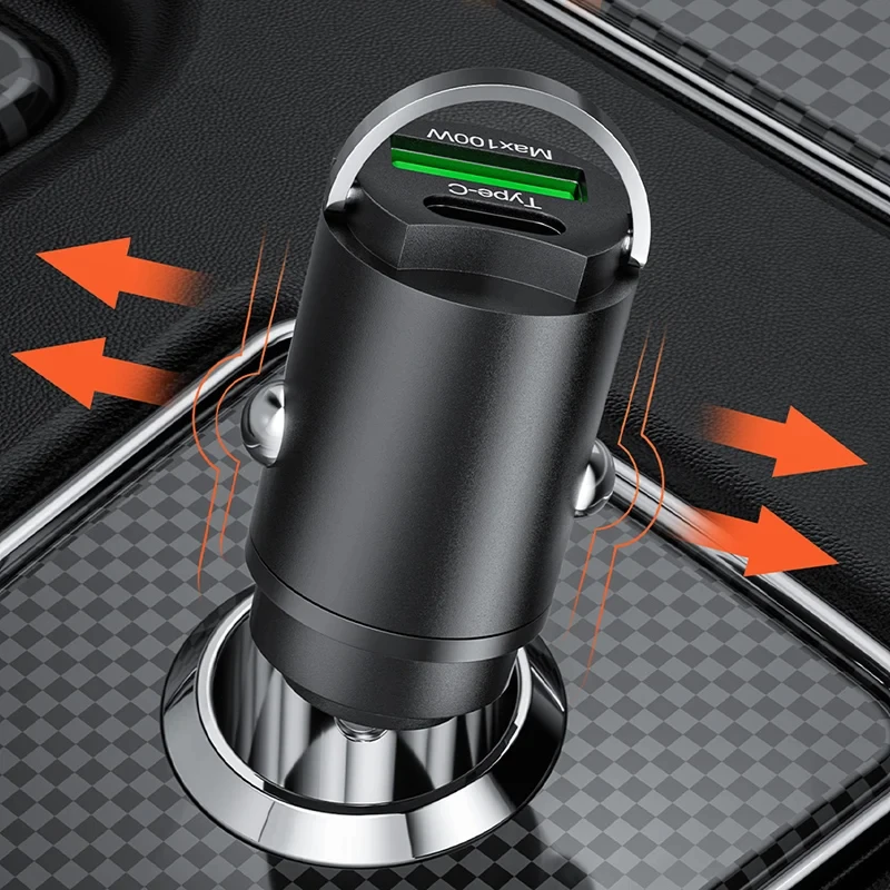 100W Car Charger Lighter PD Fast Charging For IPhone QC3.0 Mini USB Type C Mini Car Phone Charger For Samsung Huawei xiaomi - Image 3