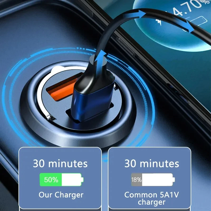 Alternative view of 100W Car Charger Lighter PD Fast Charging For IPhone QC3.0 Mini USB Type C Mini Car Phone Charger For Samsung Huawei xiaomi