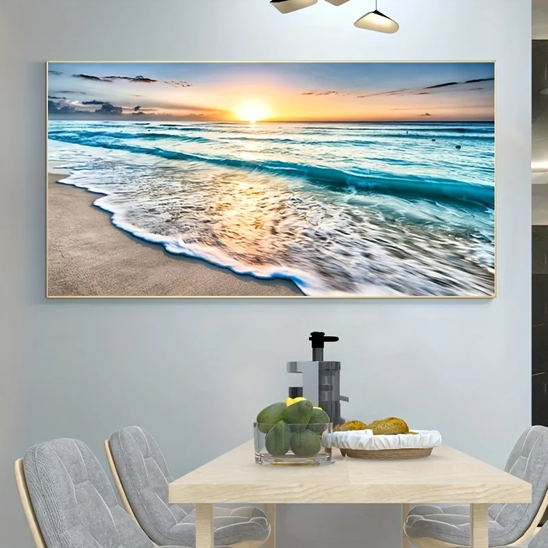 Alternative view of Beach Sunset Wall Art Posters Large Landscape Canvas Painting Print Nordic Wall Decoration Picture For Home Decor