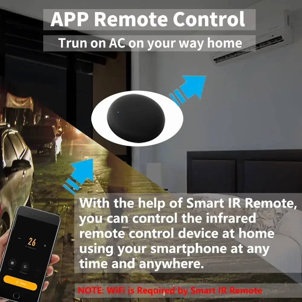 Alternative view of Tuya WiFi Smart IR Remote Control Smart Life APP Replace TV DVD AUD AC Remote Works with Alexa Google Home