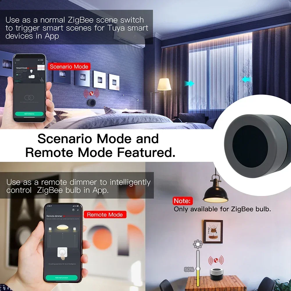 Alternative view of MOES Tuya ZigBee Smart Knob Switch Wireless Scene Switch Button Controller Battery Powered Automation Scenario Smart Life App