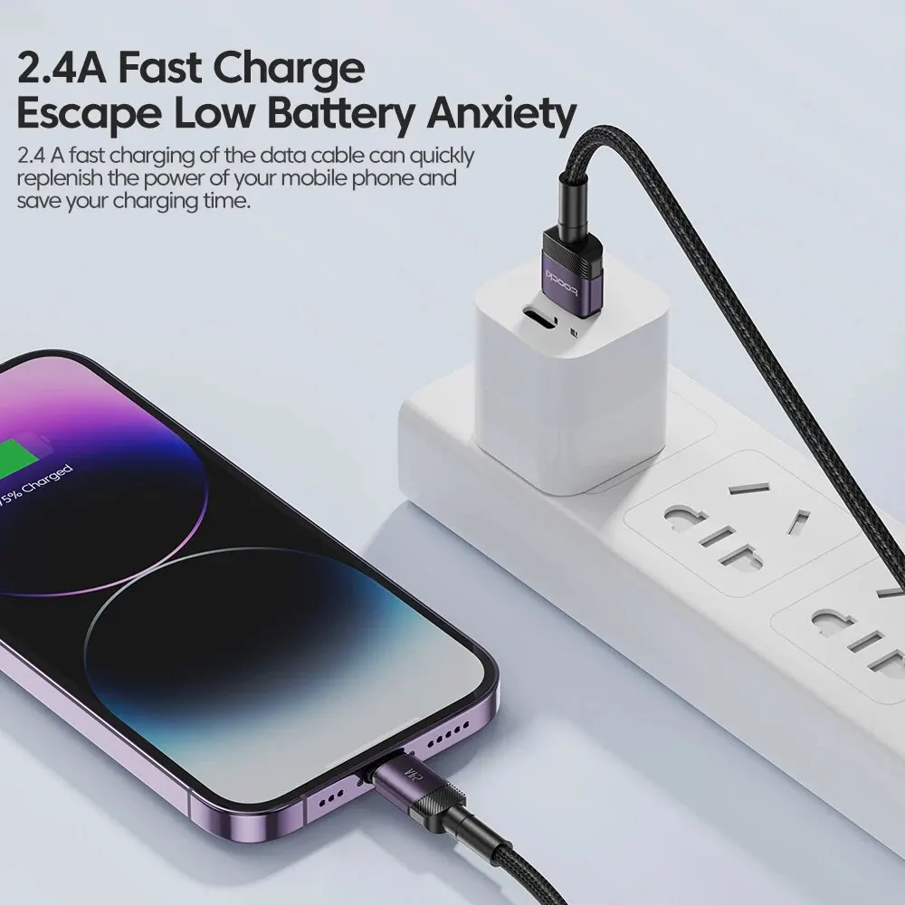 Alternative view of Toocki USB Lightning Cable For iPhone 14 13 12 11 Pro PlusMax Xs Xr 8 Fast Charging USB Wire For iPhone Charging Data Cord Cable