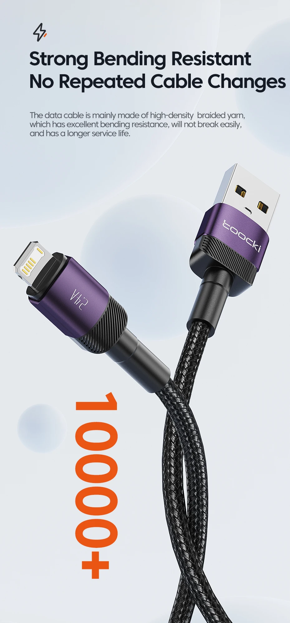 Toocki USB Cable For iPhone 14 13 12 Pro Max X XS XR 8 7 Plus iPad Fast Charging Charger Aluminum iP Cable For iPhone Data Cord
