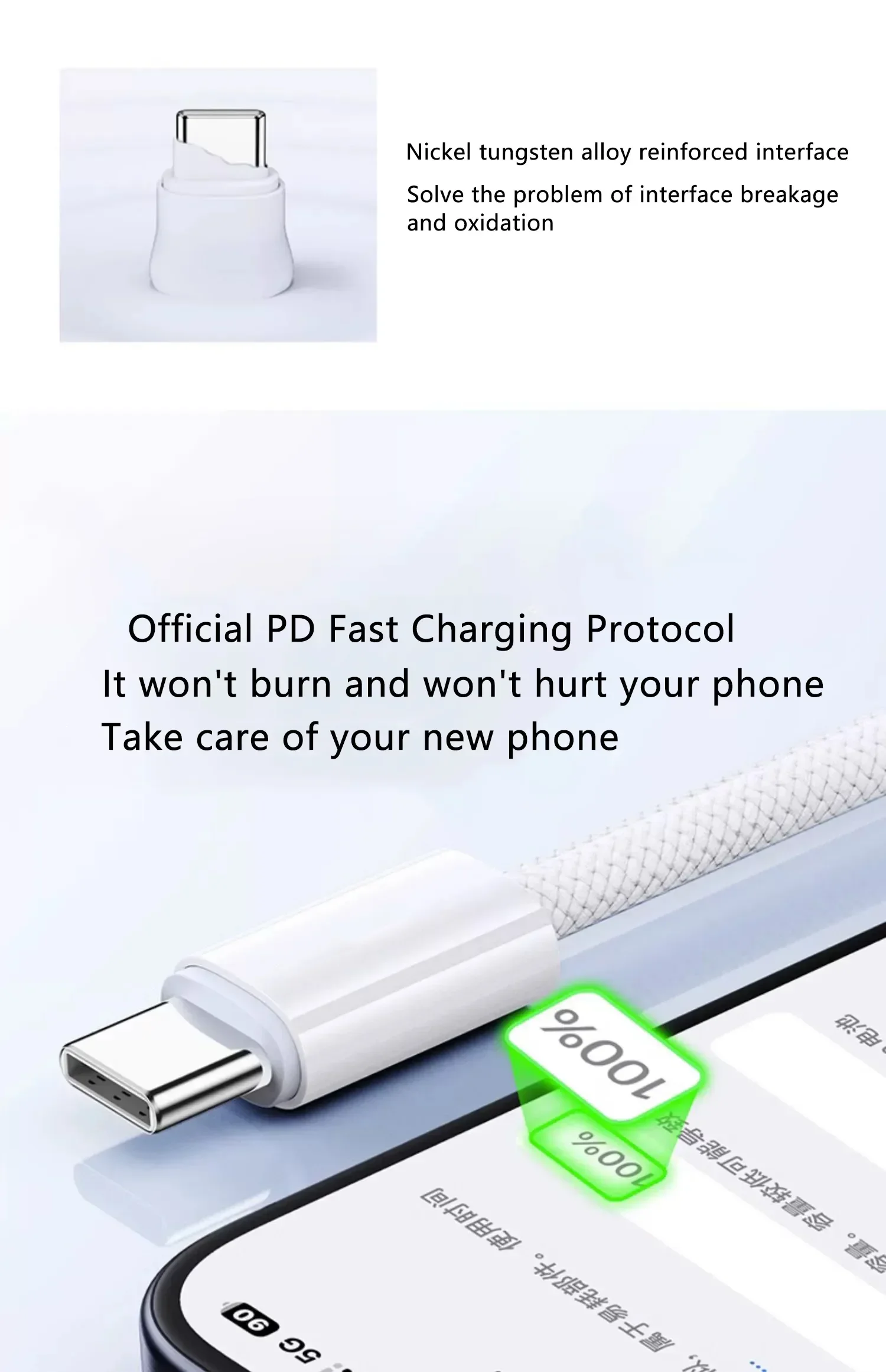 Original PD 60W USB C Fast Charger Cable For Apple iPhone 15 Pro Max 15 Pro 15 Puls USB-C Weaving Charging Data Line Accessories