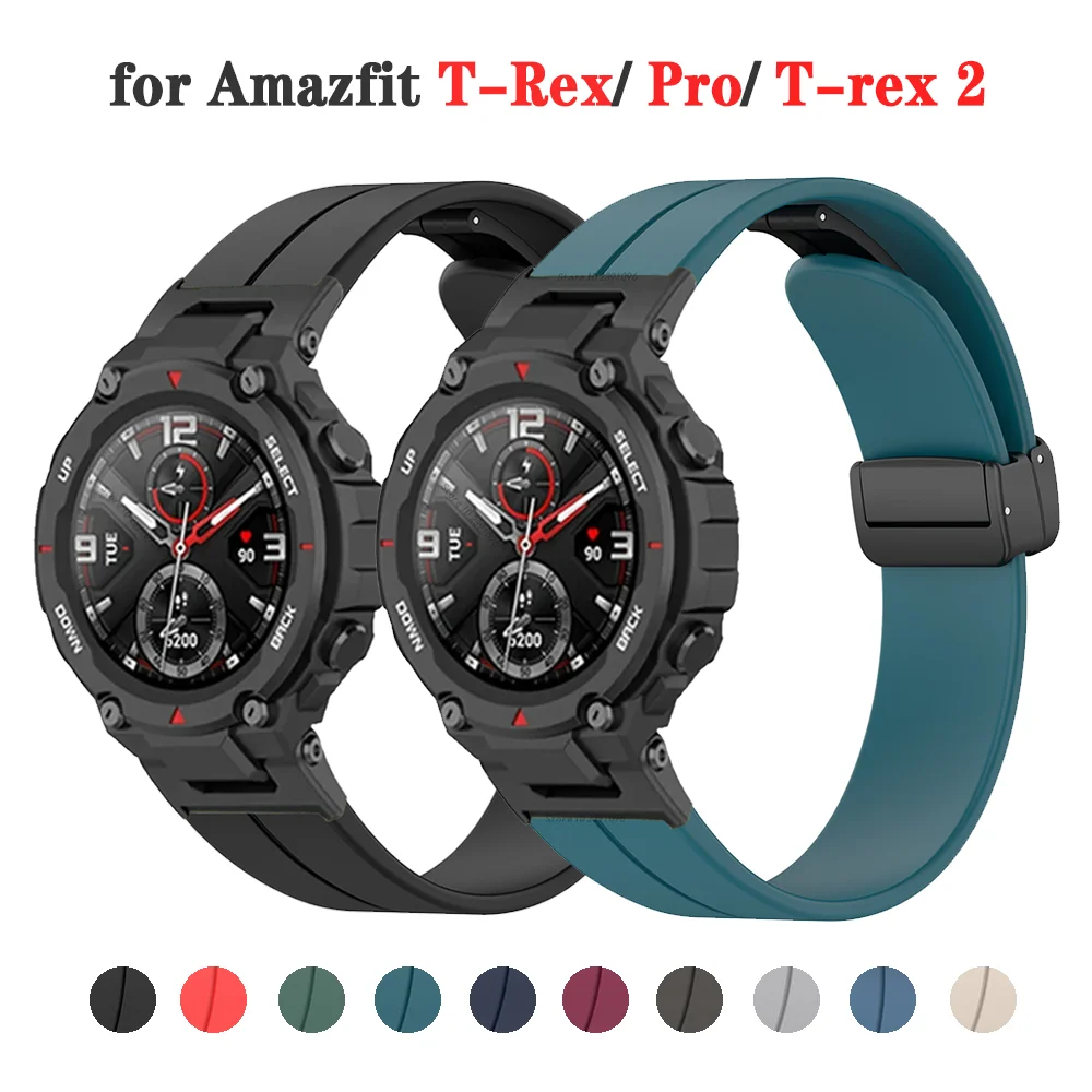 Magnetic Silicone Strap For Amazfit T-Rex/ T-Rex Pro Smart Watch Bracelet Accessories For Huami Amazfit T-Rex 2 Replacement Band