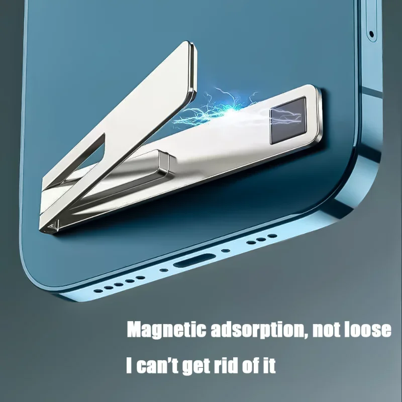 Alternative view of Magnetic Ultra Thin Foldable Mobile Phone Holder Bracket Metal Alloy Desktop Cell Phone Stands Universal Phone Support Kickstand