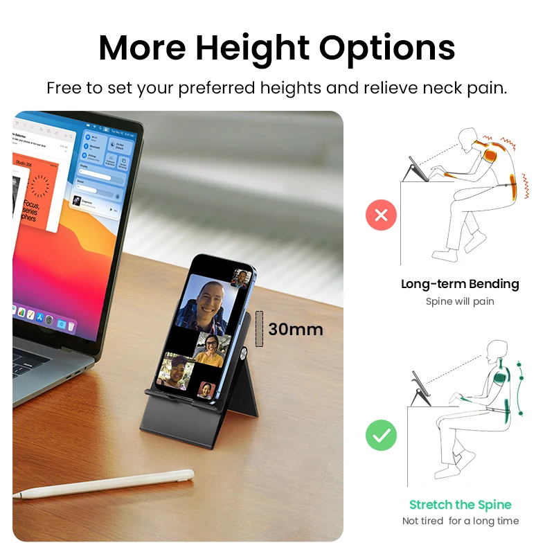 Alternative view of UGREEN Phone Holder Stand Moblie Phone Support For iPhone 15 14 ProMax Xiaomi Samsung Tablet Holder Desk Cell Phone Holder Stand