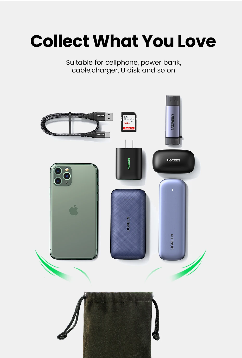 UGREEN Power Bank Case Phone Pouch for iPhone Samsung Xiaomi Huawei Waterproof Powerbank Storage Bag Mobile Phone Accessories