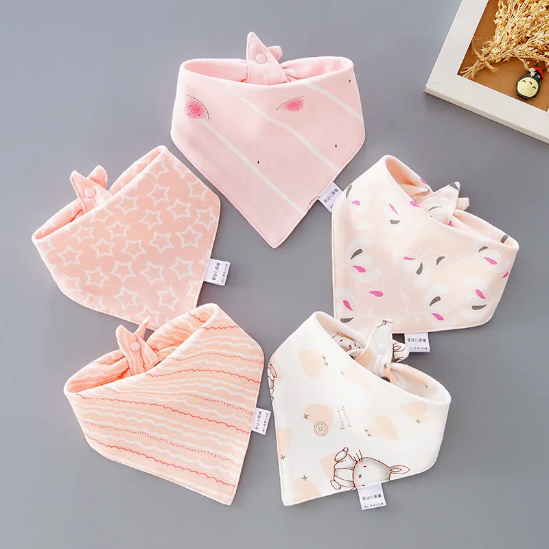 Alternative view of 5pcs Baby Saliva Towel Triangle Scarf Pure Cotton Bandana Waterproof Bibs Newborn Boys Girls Absorbent Cloth Bib Saliva Scarf
