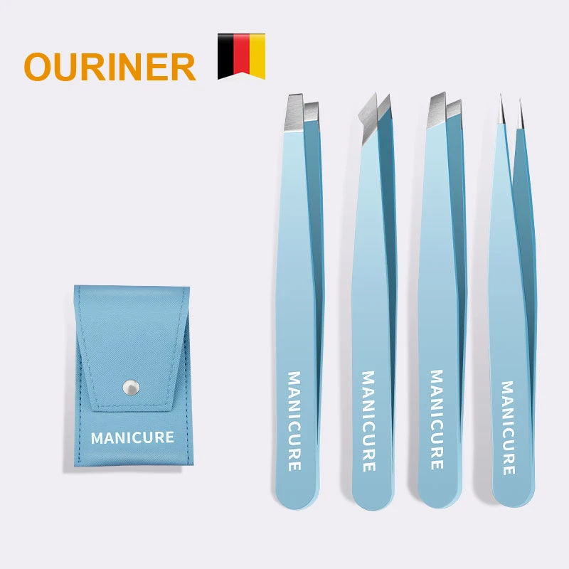 Ouriner Eyebrow Tweezer Colorful Hair Beauty Fine Hairs Puller Stainless Steel Slanted Eye Brow Clips Removal Makeup Tools