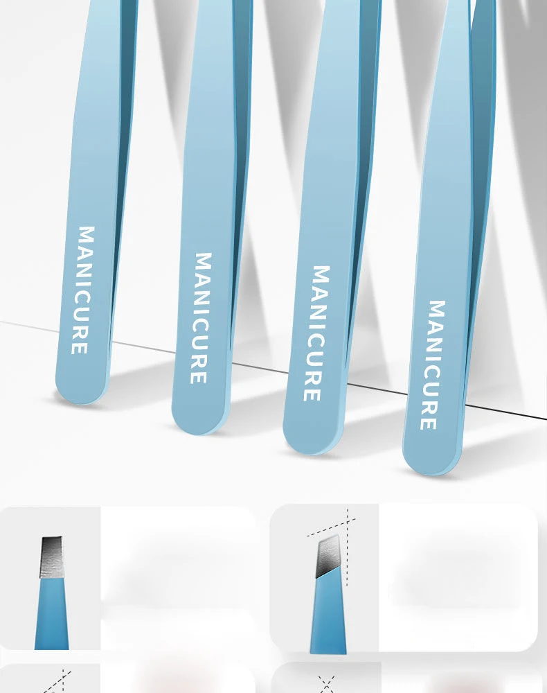 Ouriner Eyebrow Tweezer Colorful Hair Beauty Fine Hairs Puller Stainless Steel Slanted Eye Brow Clips Removal Makeup Tools