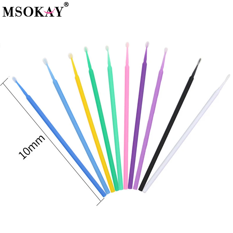 Alternative view of 100Pcs Eyelash Cleaning Brush Lash Extension Micro Cotton Swab Individual Eyelashes Microbrush Beauty Makeup Clean Remover Tools