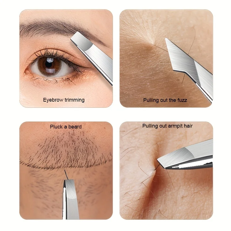 Alternative view of Ouriner Eyebrow Tweezers Set 4 Pcs Stainless Steel Eyebrow Forceps Professional Beauty Tool Set For Facial Hair Inward Growing