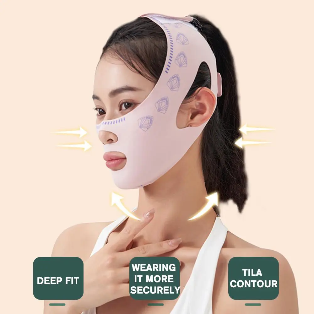 Alternative view of V Face Slimming Bandage V Line Face Shaper Women Chin Cheek Lift Up Belt Facial Massage Strap Skin Care Reusable Beauty Tools