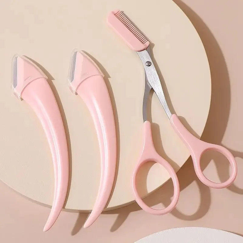 Alternative view of Eyebrow Trimmer Set, Curved Eyebrow Razor, Eyebrow Scissors With Comb, Convenient Easy Beauty Tools For Beginners