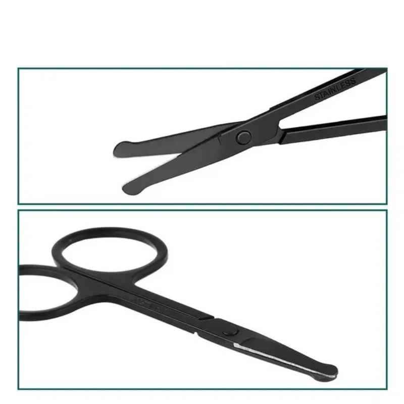 Alternative view of 1 Pc Unisex Stainless Steel Black Round Head Safe Nose Hair Scissors Beauty Tools (Do Not Hurt Nose)