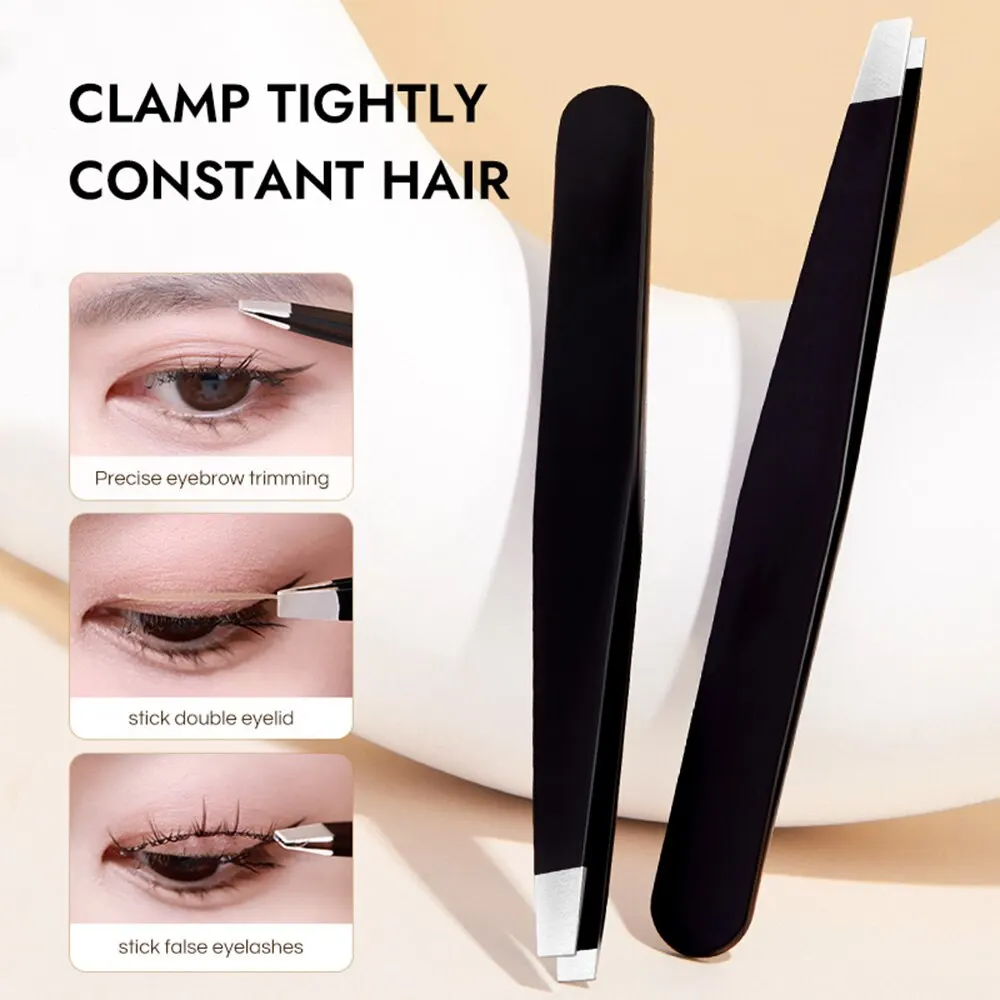 Alternative view of GECOMO Stainless Steel Black Eyebrow Tweezer with Slant and Flat Point Beauty Tools for Eyebrows & Ingrown Hair Removal