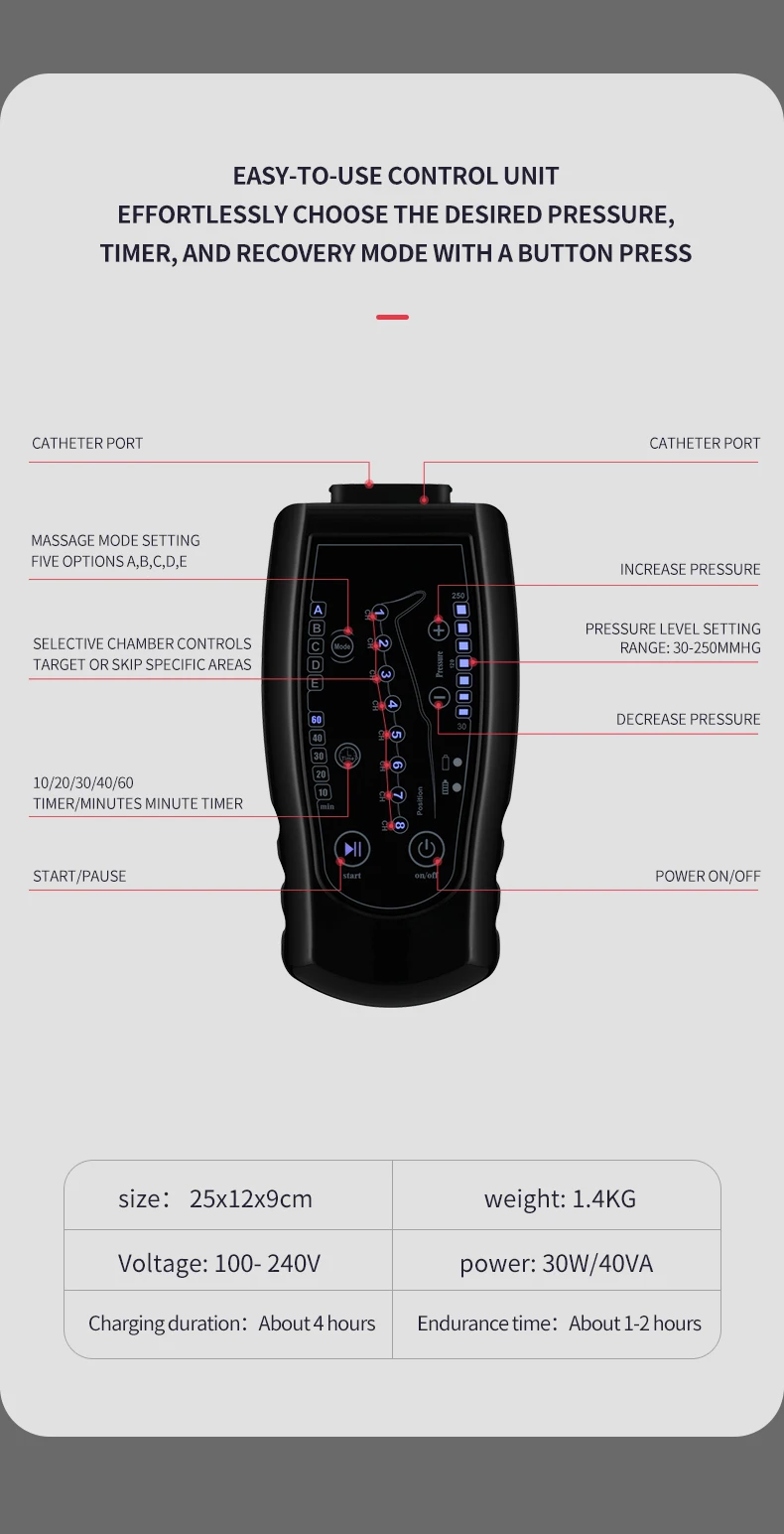 Pressotherapy Air Compression Foot Muscle Massager Leg Recovery Boots Lymphatic Drainage Machine  Relax Physiotherapy 8 Chamber
