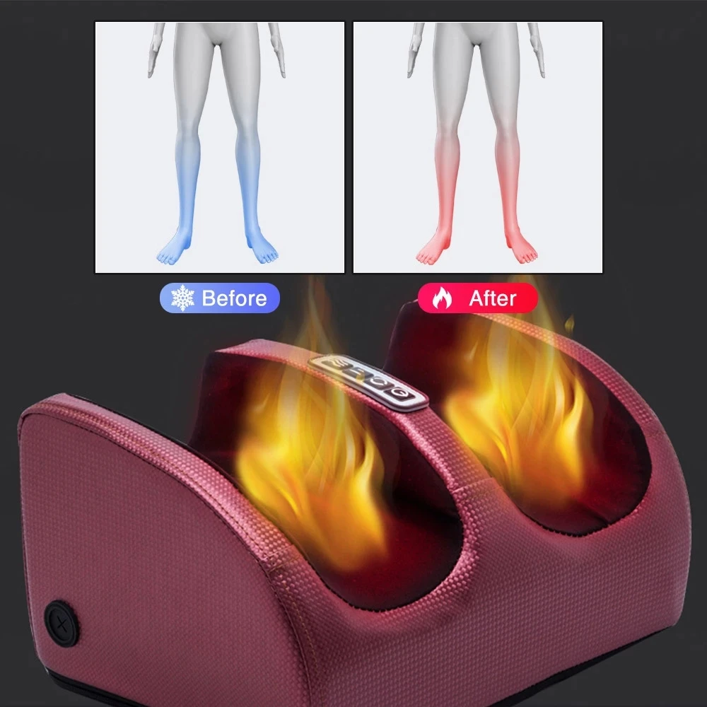 Alternative view of Electric Foot Massager Shiatsu Kneading Deep Tissue Relax Heated Roller Calf Pain Relief Fatigue Muscles Vibrator Machine Health