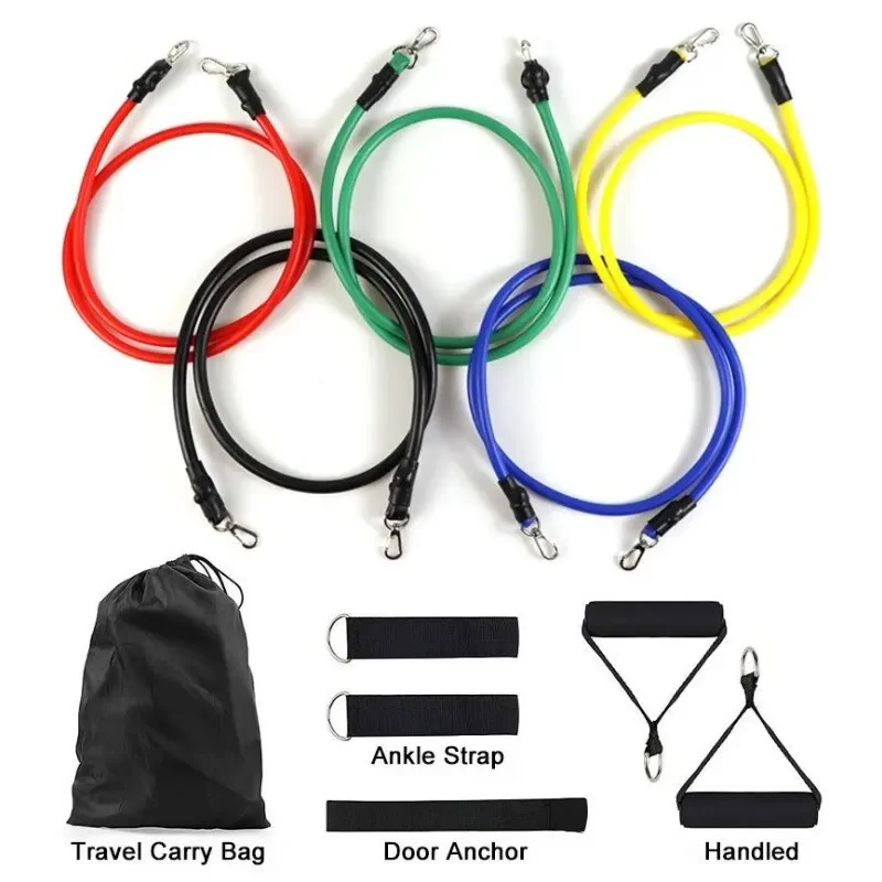 Alternative view of 11pcs/Set Pull Rope, Resistance Bands, Portable Fitness Equipment, Ankle Strap, Chest Expander, Elastic Exercise Band