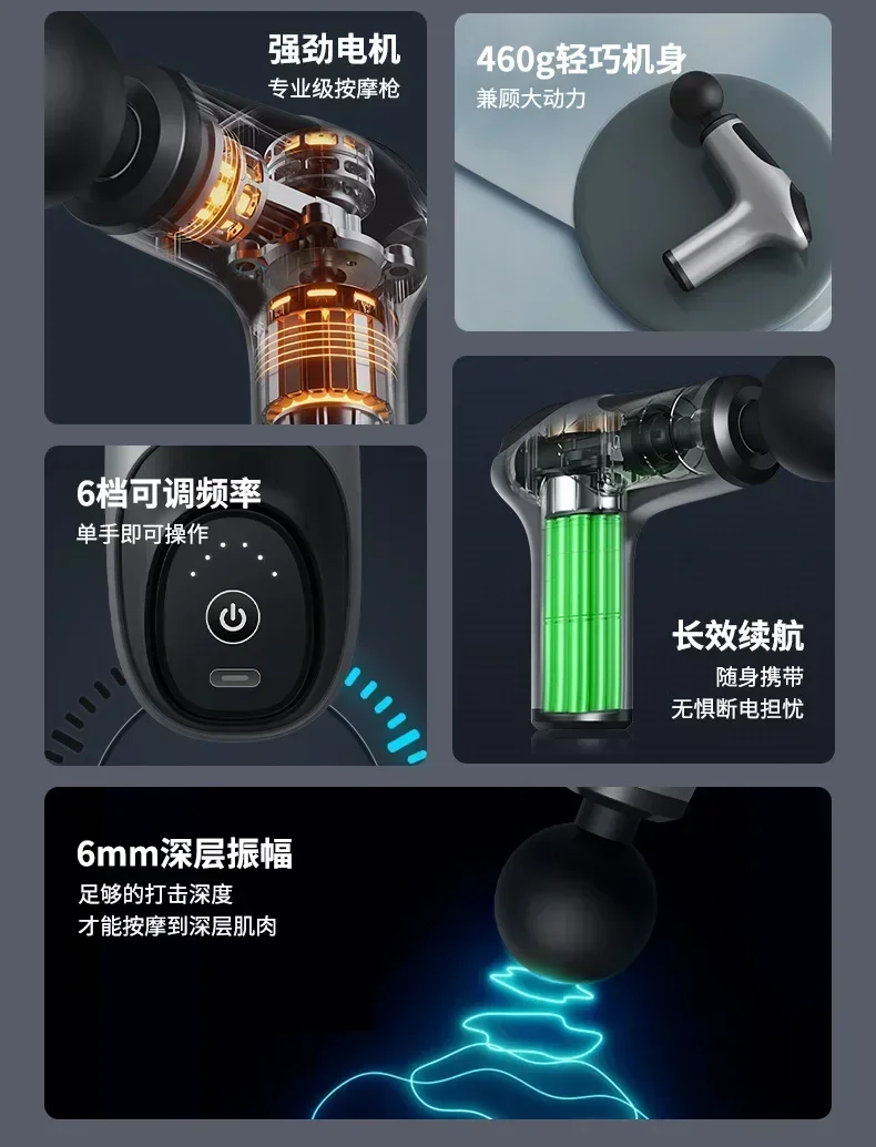 Mini USB Massage Gun, Fascia Machine, Muscle Relaxation, Vibration Rod, Fitness Equipment
