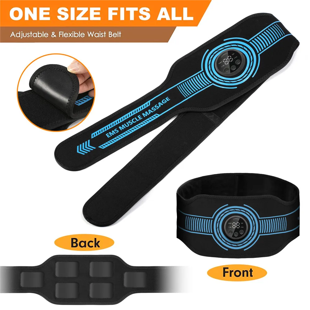 Alternative view of Abdominal Muscle Trainer USB Rechargeable Abdominal Toning Belt Muscle Toner Body Waist Belly Massager Home Gym Fitness Equiment