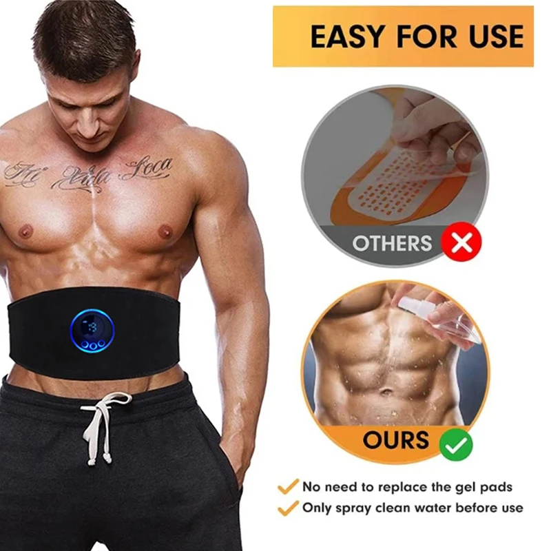 Electric Abs Abdominal Trainer Toning Belt EMS Muscle Stimulator Toner Smart Body Slimming Weight Loss Home Gym Fitness Equiment