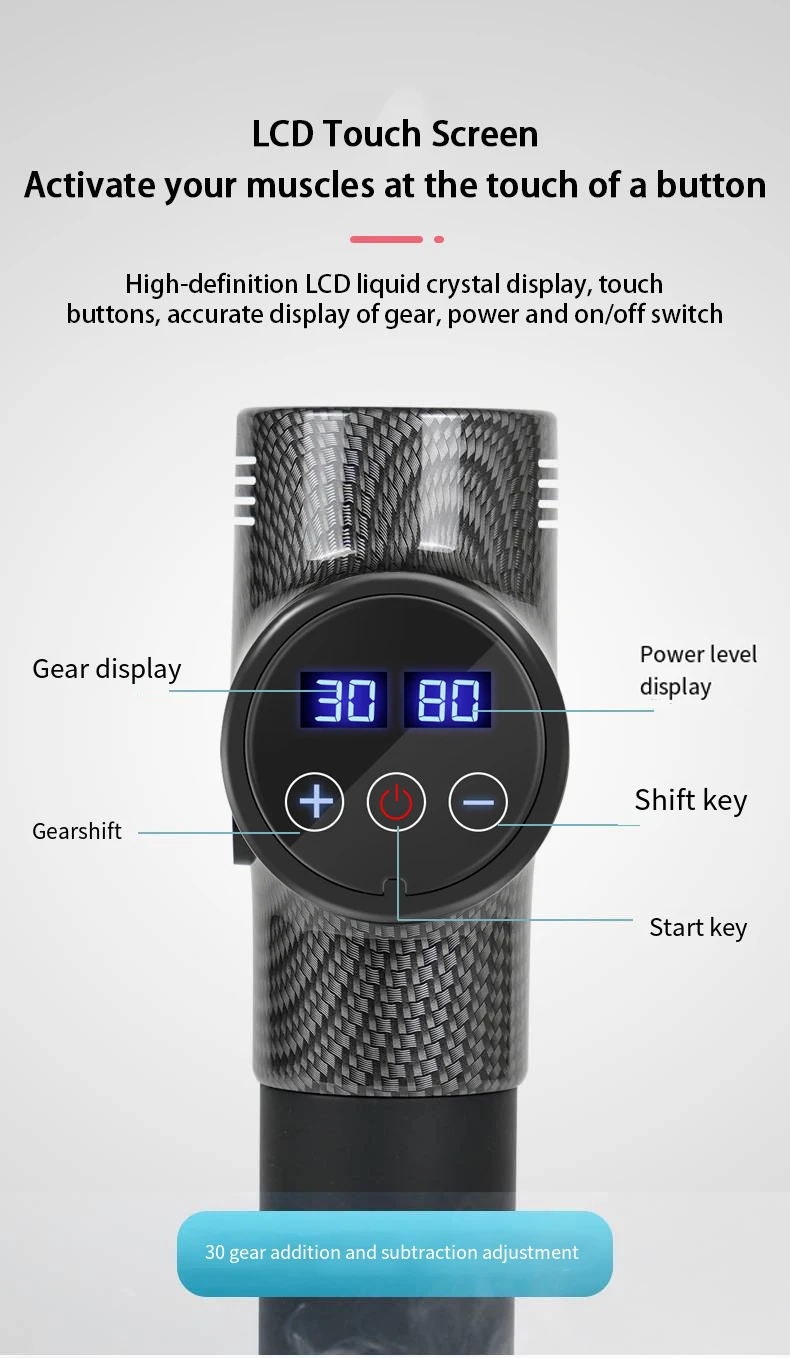 Homefish LCD Display Massage Gun Deep Muscle Massager Body Neck Massage Exercising Relaxation 12V 30Gears Professional Massage Homefish LCD Display Massage Gun Deep Muscle Massager Body Neck Massage Exercising Relaxation 12V 30Gears Professional Massage