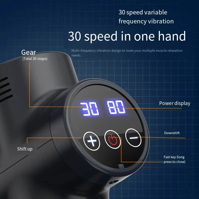 Homefish LCD Display Massage Gun Deep Muscle Massager Body Neck Massage Exercising Relaxation 12V 30Gears Professional Massage - Image 5
