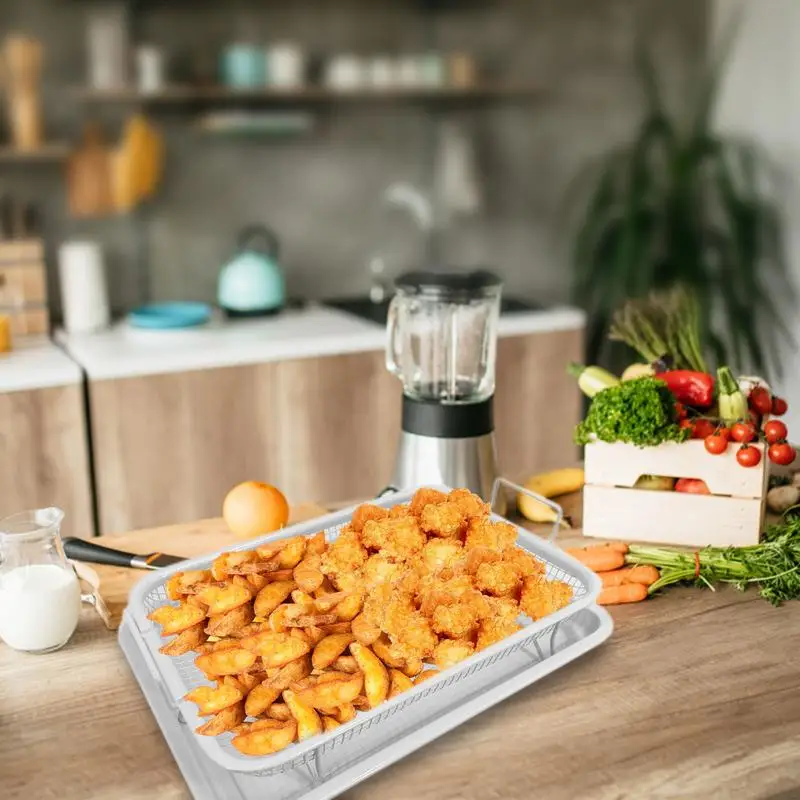 Alternative view of Nonstick French Fries Mesh Basket Drainer Grill Kitchen Tools Copper Color Baking Pan Stainless Steel Frying Pan Square Baking