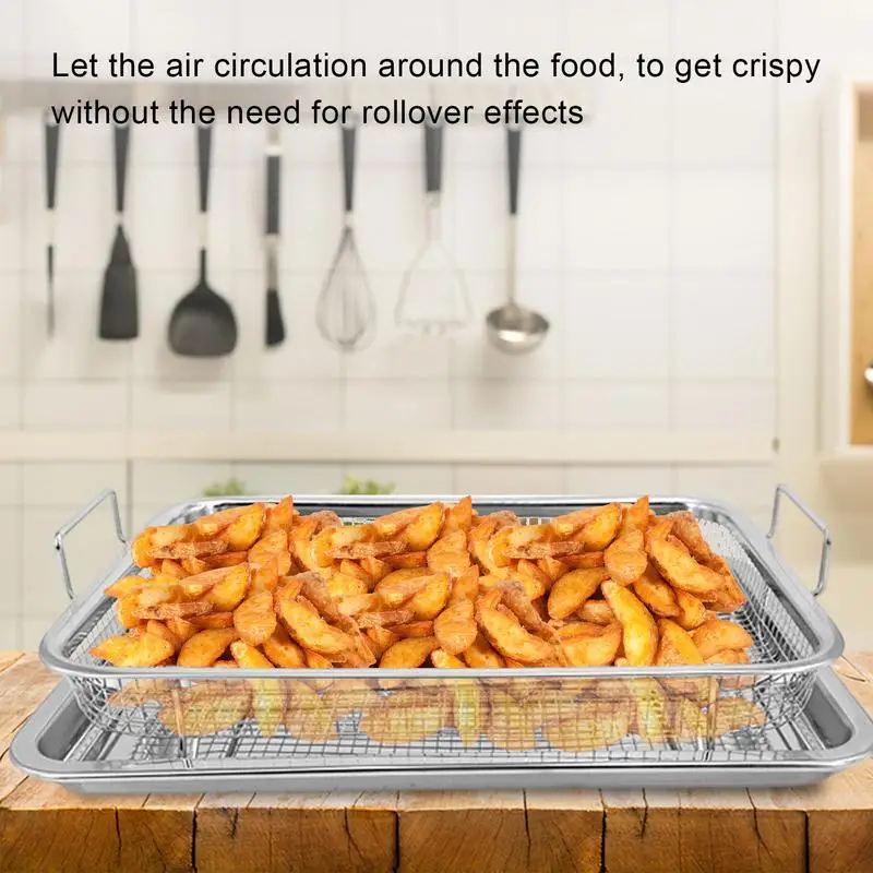 Nonstick French Fries Mesh Basket Drainer Grill Kitchen Tools Copper Color Baking Pan Stainless Steel Frying Pan Square Baking