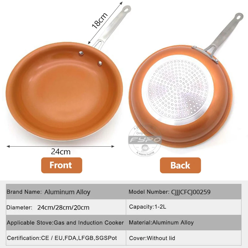Alternative view of Non-stick Copper Frying Pans Skillets With Coating Induction Cooking Oven Cooking Pot Nonstick Pan Cookware