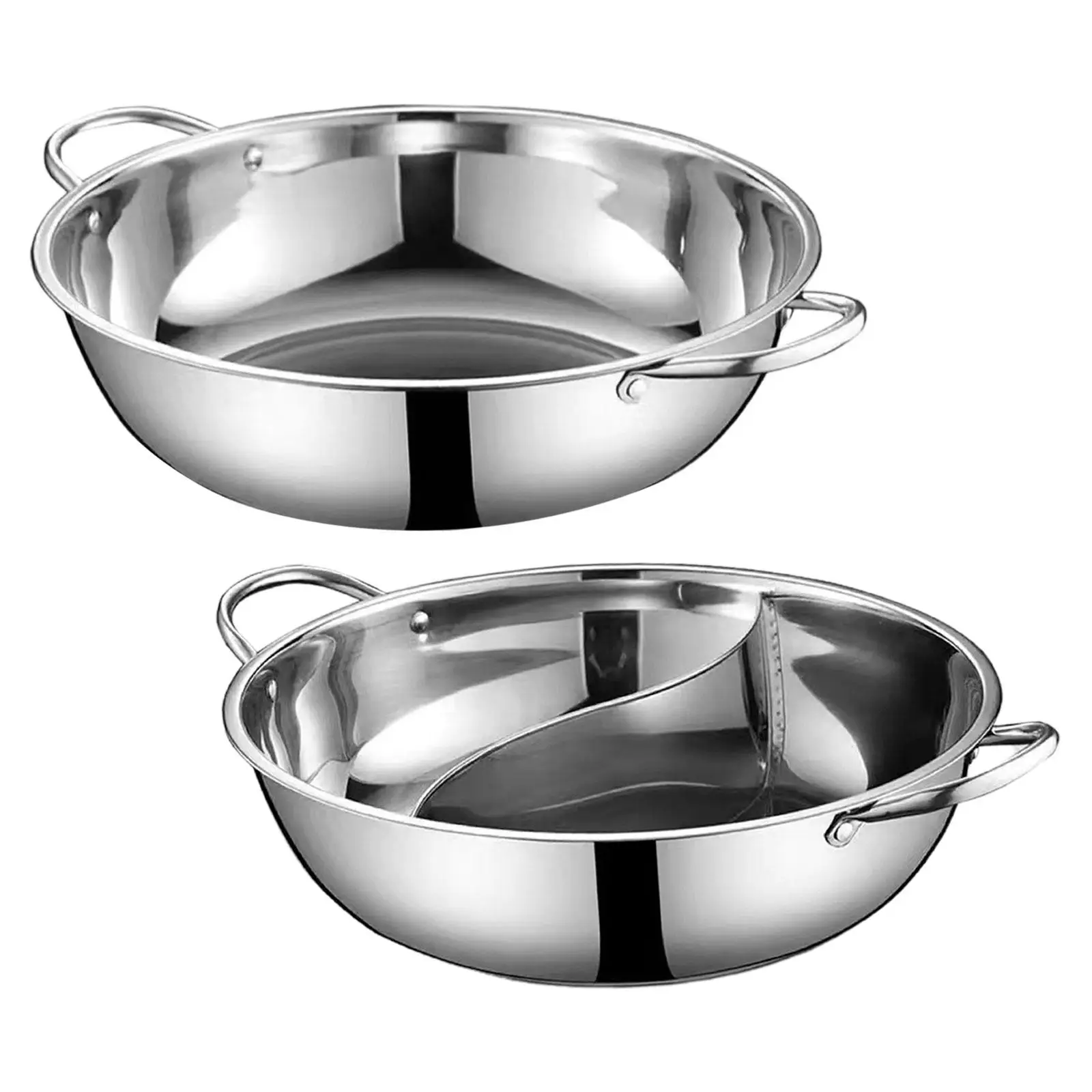 Alternative view of Stainless Steel Hot Pot for Induction Cooker Shabu Shabu Pot Stockpot for Home Barbecue Festivals Family Gathering Restaurant
