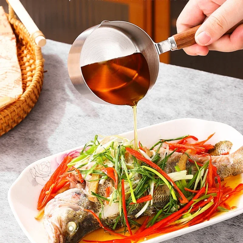 Alternative view of 304 Stainless Steel Hot Oil Small Pot Oil Pouring and Baking Pot Household Oil Burning Mini Milk Pot