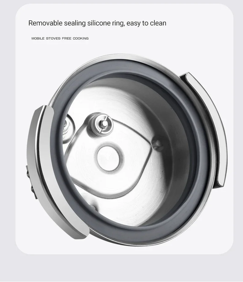 0.8-2L Outdoor Camping Small Pressure Cooker 304 Stainless Steel Portable Rice Cooker for Kitchen Cooking Tool Pressure Cooker