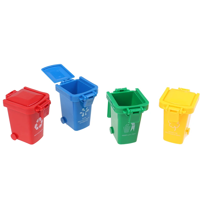 Alternative view of Kid 4pcs/set Trash Can Toy Garbage Truck Cans Curbside Vehicle Bin Toys