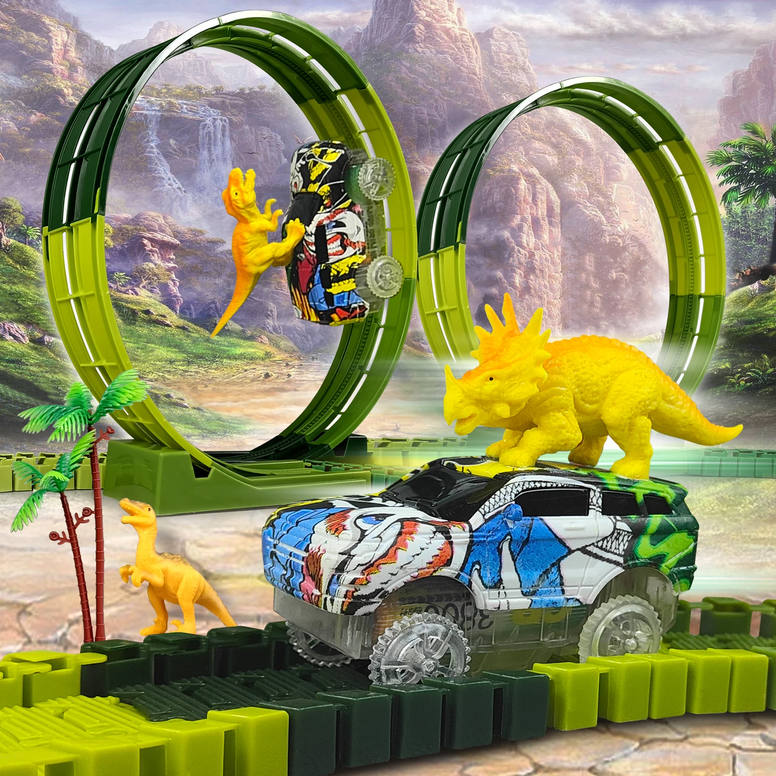 Alternative view of Magic Climbing electric dinosaur car Track Railway Toy Car Set Bend Flexible Race Track Flash Light Car High Quality Toy For Kid