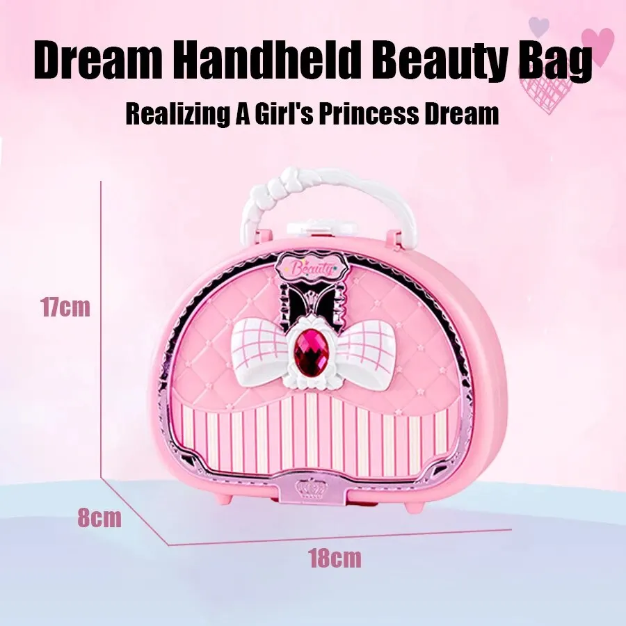 Alternative view of Kids Beauty Toys Makeup Kit Little Bag Washable Pretend Play Cosmetic Set Toys with Mirror Non-Toxic & Safe Birthday Gifts Girl