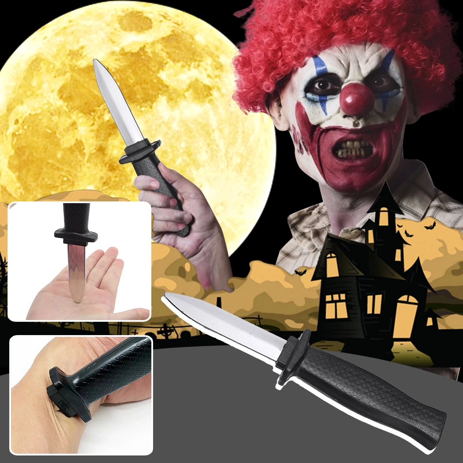 Alternative view of Props Toys Joke Magic Plastic Retractable Knife Joke Prank Props Knife Scary Trick Fake Dagger Funny