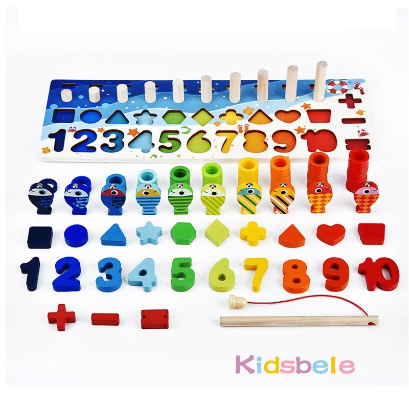 Kids Montessori Math Toys For Toddlers Educational Wooden Puzzle Fishing Toys Count Number Shape Matching Sorter Games Board Toy Kids Montessori Math Toys For Toddlers Educational Wooden Puzzle Fishing Toys Count Number Shape Matching Sorter Games Board Toy