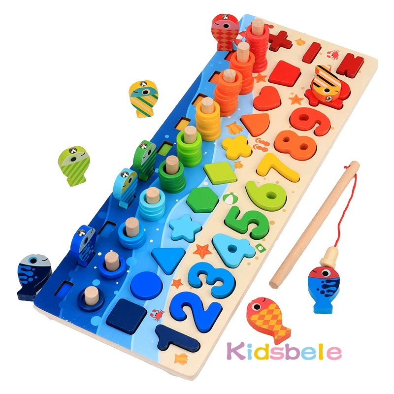 Kids Montessori Math Toys For Toddlers Educational Wooden Puzzle Fishing Toys Count Number Shape Matching Sorter Games Board Toy Kids Montessori Math Toys For Toddlers Educational Wooden Puzzle Fishing Toys Count Number Shape Matching Sorter Games Board Toy