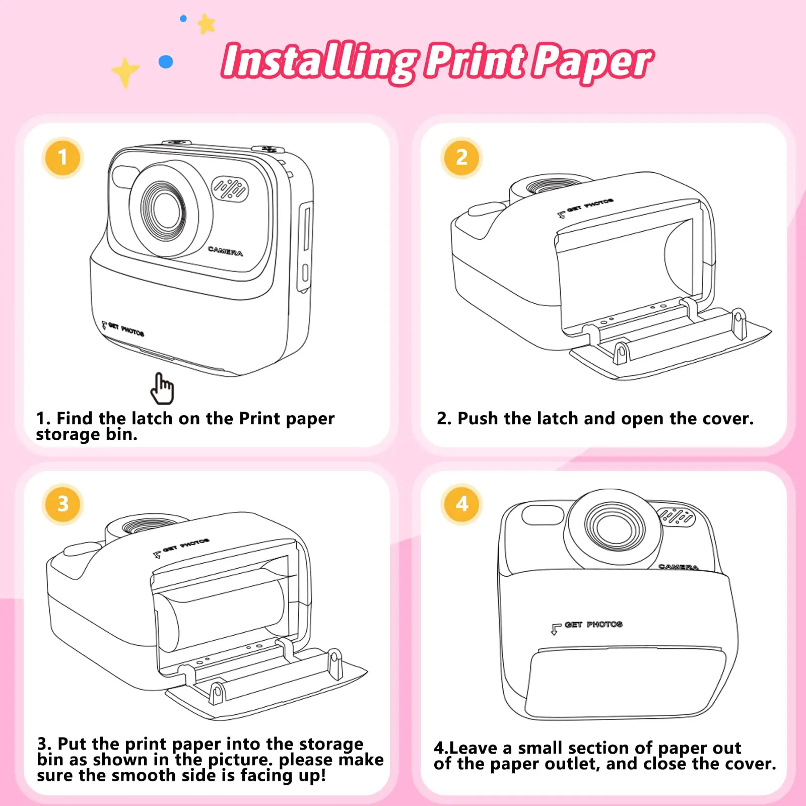 Upgrade Kids Camera Instant 1080P HD Dual Lens Selfie Digital Camera for Girls Boys Christmas Birthday Gifts Toys With 32G Print