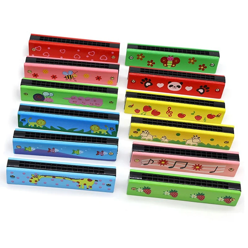 Alternative view of Children Wooden Harmonica Musical Instrument Toys Music Teaching Aids Puzzle Early Education Kindergarten Beginners TMZ