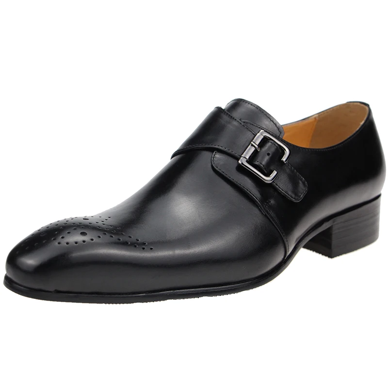 Alternative view of Mens Formal Male Shoe Side Buckle Leather Shoes Pointed Toe Bullock Carving classic style Classic gentleman Formal wear Pointed