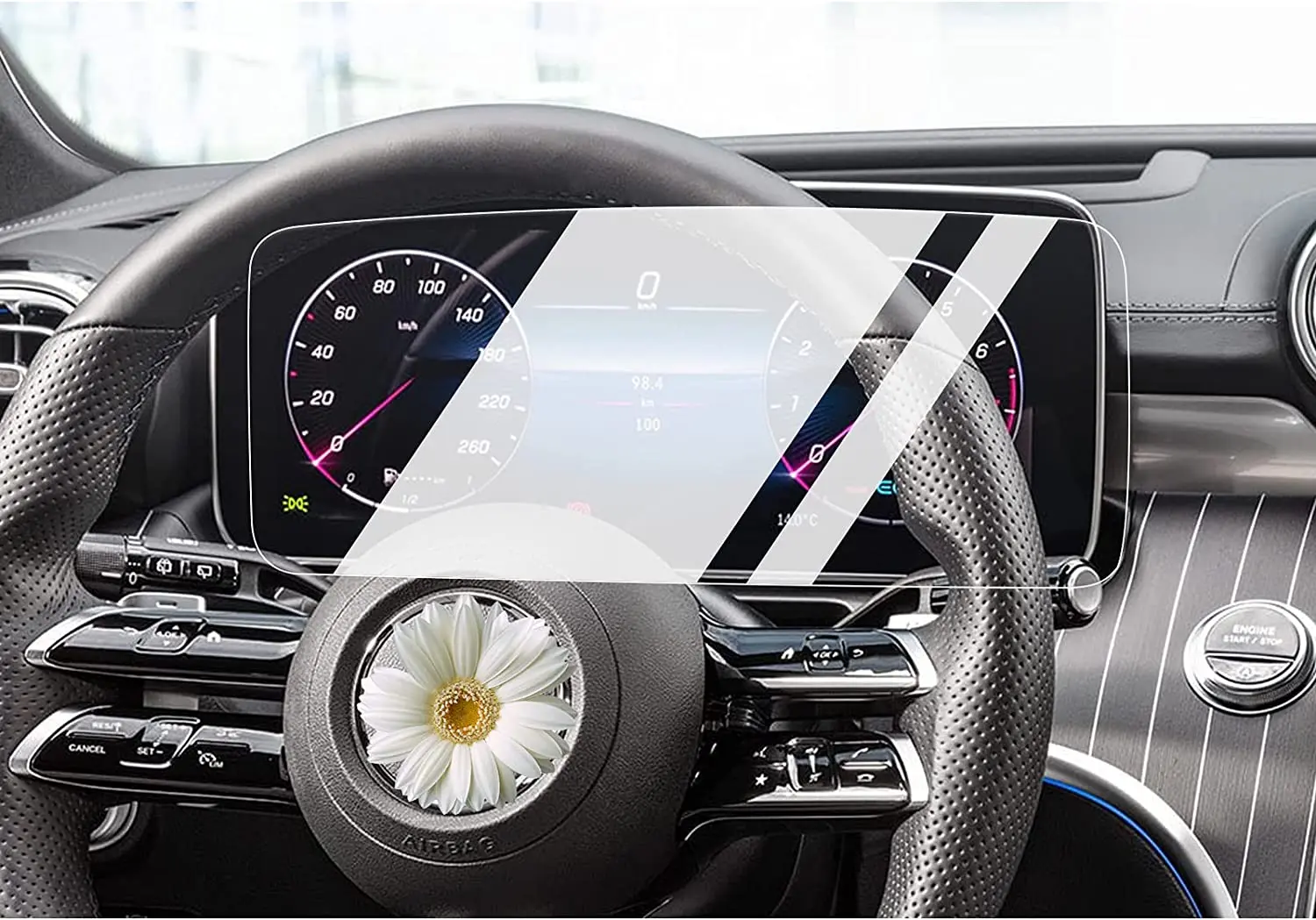 Alternative view of Tempered glass For 2022 2023 Mercedes Benz C-Class C250 C300 W206 11.9-inch touchscreen and digital instrument Protective Film