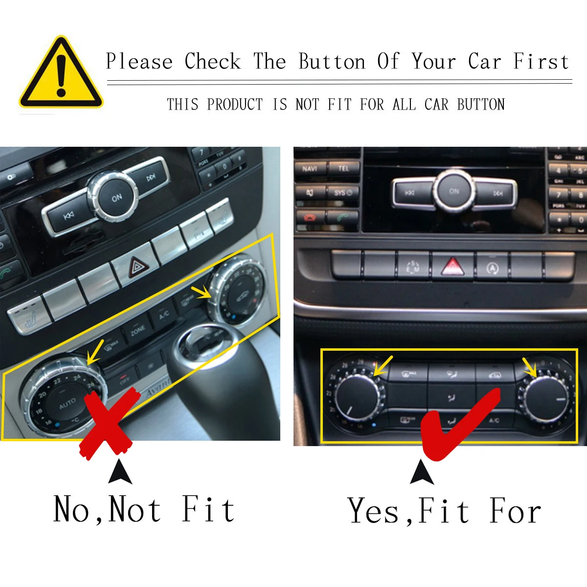 Alternative view of Car Center Console Air Condition Volume Control Switch Knob Trim Cover Ring for Mercedes Benz  A B Class GLA CLA W176 W246 X156