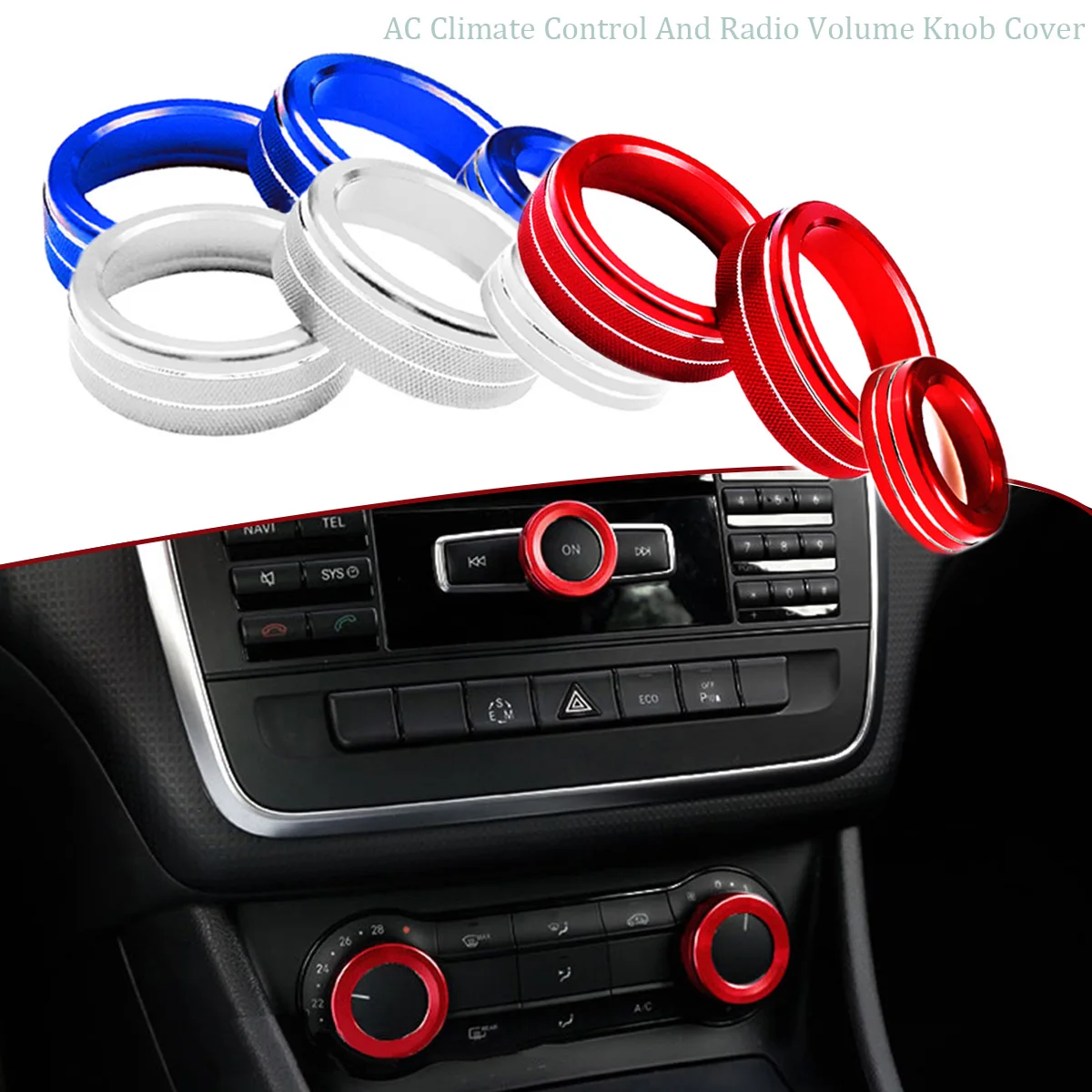 Car Center Console Air Condition Volume Control Switch Knob Trim Cover Ring for Mercedes Benz  A B Class GLA CLA W176 W246 X156